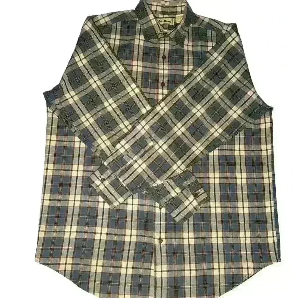 LL Bean plaid Vintage Scotch long sleeve collared Shirt Men size Tall Large - Picture 4 of 4